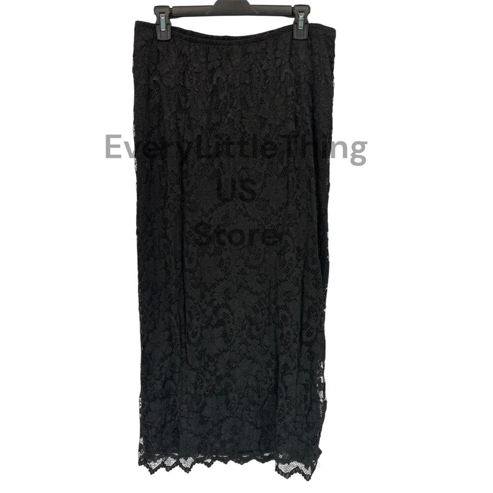 Vintage Maxi Skirt 14/16 Floral Lace Overlay Pull On Whimsigoth 90s Venezia Jean